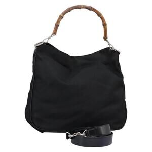 GUCCI Bamboo Hand Bag Nylon Black 001 2058 1577 5